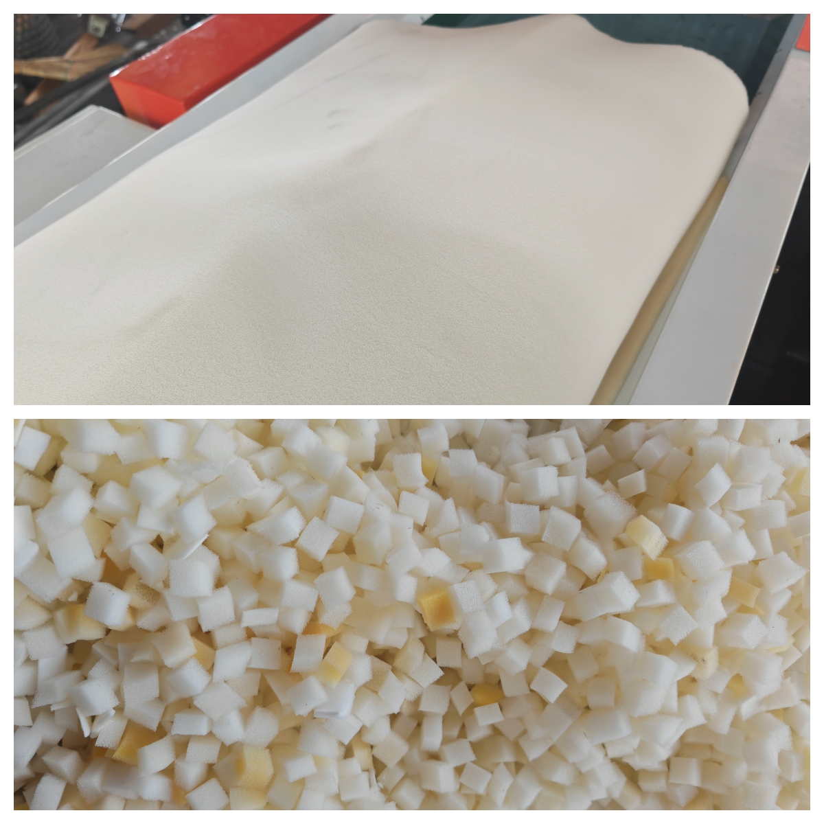 海绵薄片切粒效果