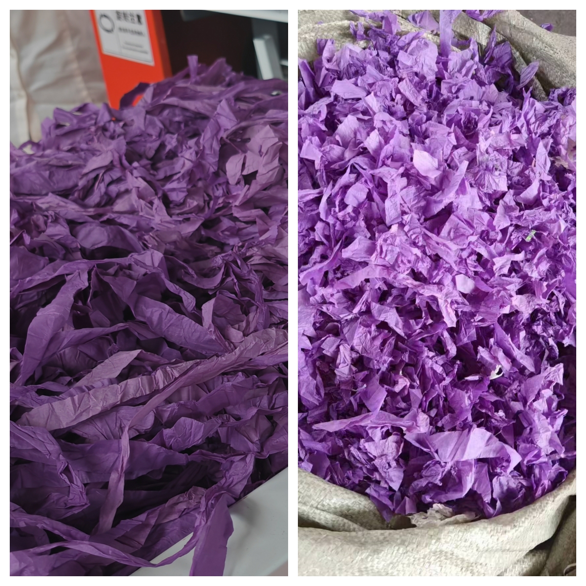 餐巾纸下脚料打碎效果