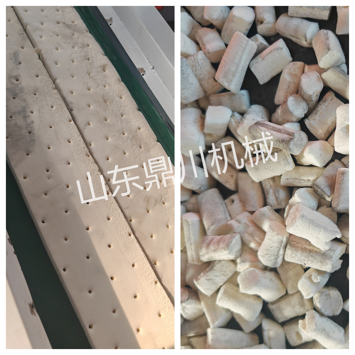 乳胶薄垫切粒效果